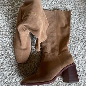 Suede mid calf women’s boots